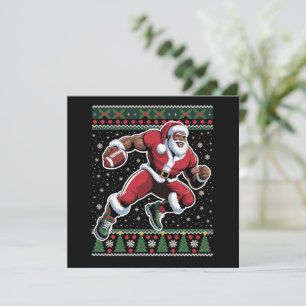 Santa afroamericano fútbol suéter feo de Navidad