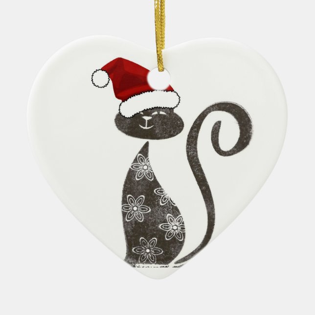 Santa ama el corazón del ornamento de los gatitos (Frente)