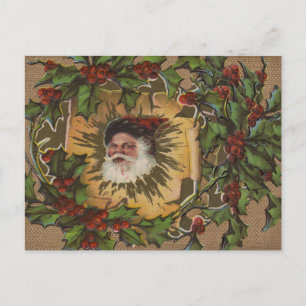 Santa Antiguo Vintage Navidad Acebo