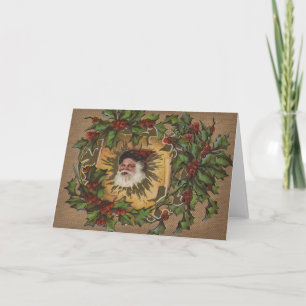 Santa Antiguo Vintage Navidad Holly