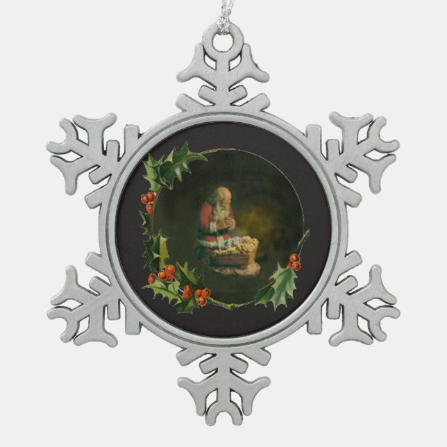 Santa arrodillada en el adorno de Manger (Anverso)