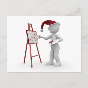 Santa Artista Blanco Rojo Feliz Navidad Pintado de