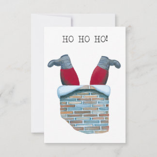 Santa Atrapada en la tarjeta de chimenea