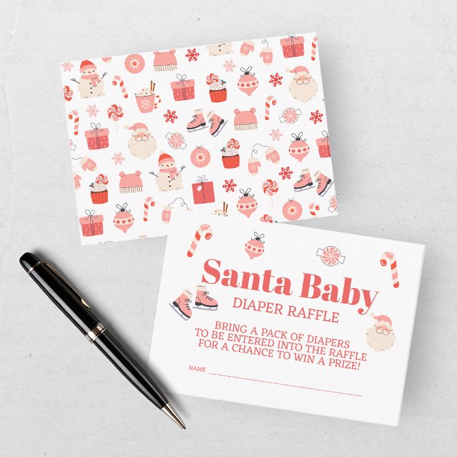 Santa Baby Rojo Rosa Invitación para sorteo de pañ (Subido por el creador)