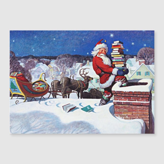 Santa bajando por la chimenea con una carga de lib (Anverso)