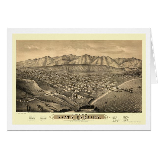 Santa Barbara, mapa panorámico de CA - 1877 (Anverso (Horizontal))