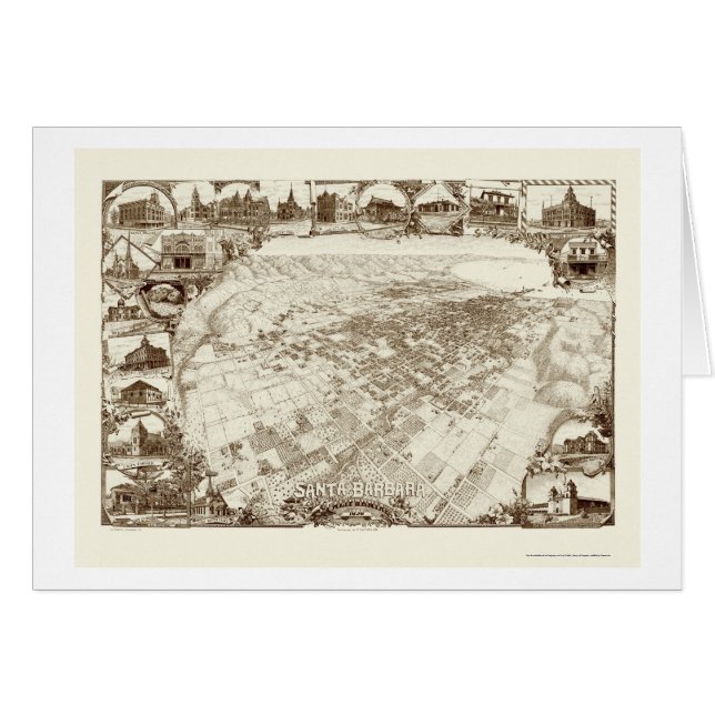 Santa Barbara, mapa panorámico de CA - 1898 (Anverso (Horizontal))