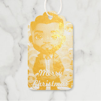 ¡Santa Bebé! Etiqueta de regalo de Relieve metaliz