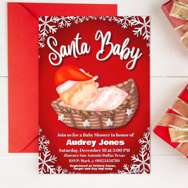 Santa Bebé - Invitación de Baby Shower (Santa Baby - Baby Shower Invitation)