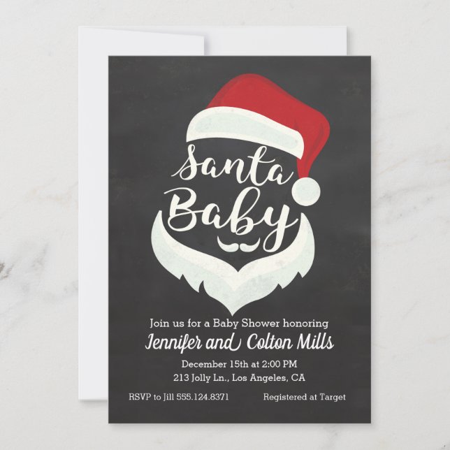 Santa Bebé - Invitación de Baby Shower Chalkboard (Anverso)