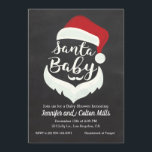 Santa Bebé - Invitación de Baby Shower Chalkboard<br><div class="desc">Celebra un día muy especial con esta adorable invitación de Santa Baby Shower. Cuenta con un moderno pizarrón negro con sombrero de Santa y barba.</div>