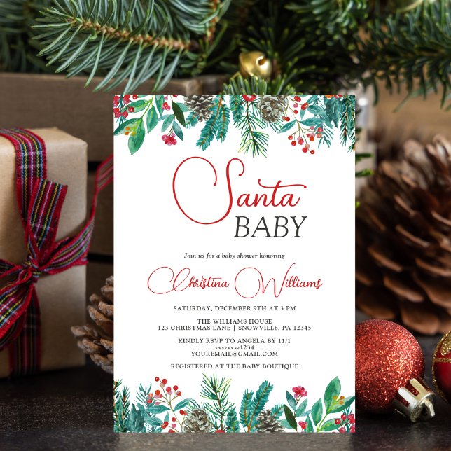 🎄 ✨ Santa Bebé Navidades Invitación a Baby Shower (Subido por el creador)