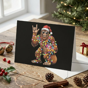 Santa Bigfoot Divertido con Luces de Navidad