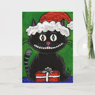 SANTA BOBO el CAT NEGRO - tarjeta de Navidad