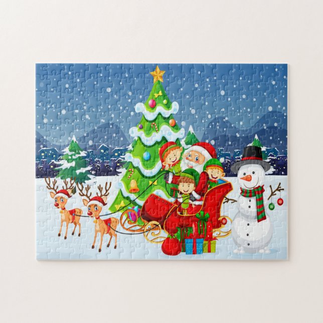 Santa Celebra a Navidades con el rompecabezas de l (Horizontal)