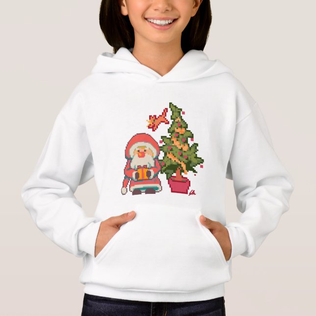 Santa, Christmas tree, cat Pixelart, Pixel Art  (Anverso)