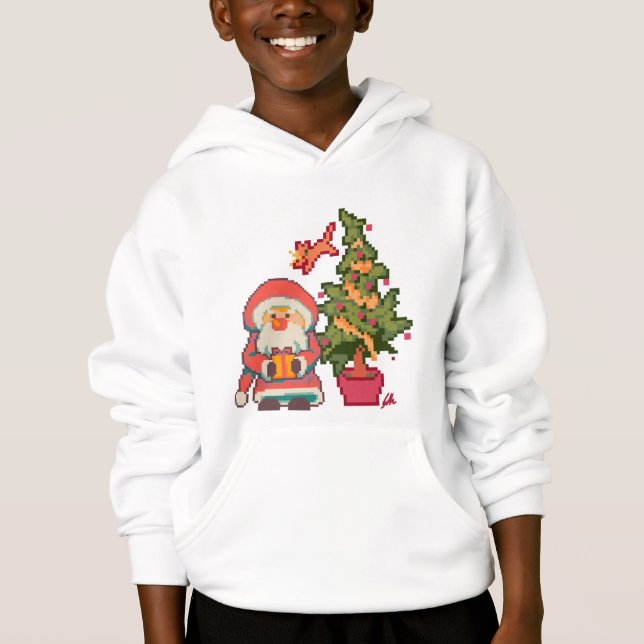 Santa,, Christmas tree, cat Pixelart, Pixel Art  (Anverso)