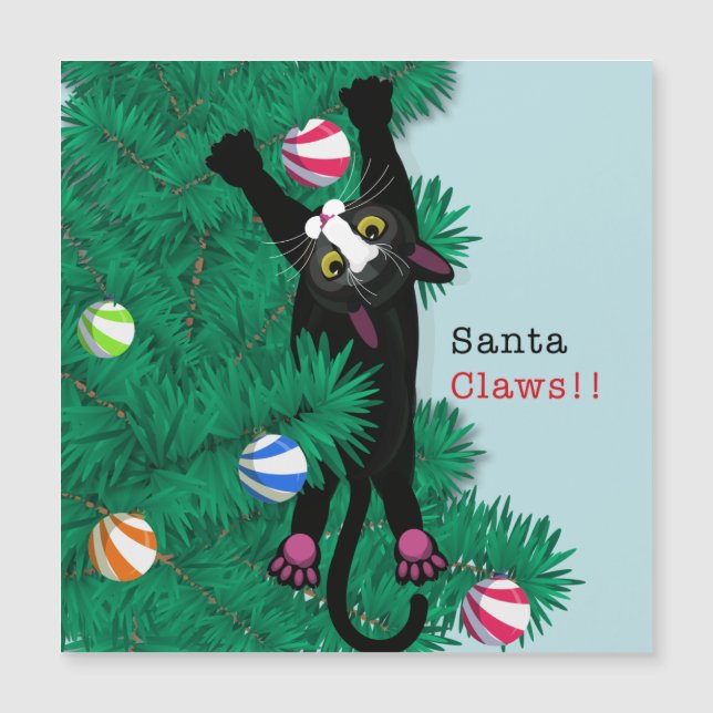 ¡Santa Clas! Tarjeta de Navidades de gato divertid (Anverso)
