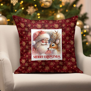 Santa Claus Alegre Rudolph Almohada Navideña Sonri