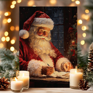 Santa Claus antiguo en escritorio de Navidad