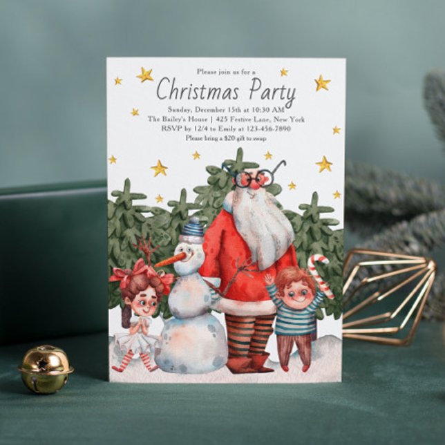 Santa Claus Caprichoso Invitación de Fiesta de Nav (Subido por el creador)