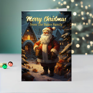 Santa Claus clásico de pie en la nieve