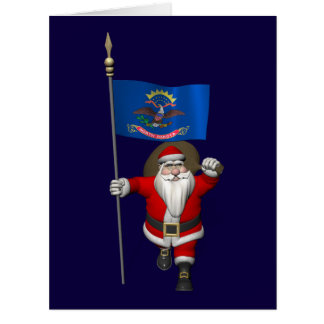 Santa Claus Con Bandera De Dakota Del Norte