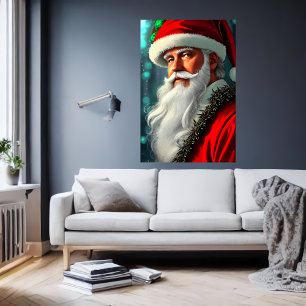 Santa Claus con barba blanca   Poster de arte de I