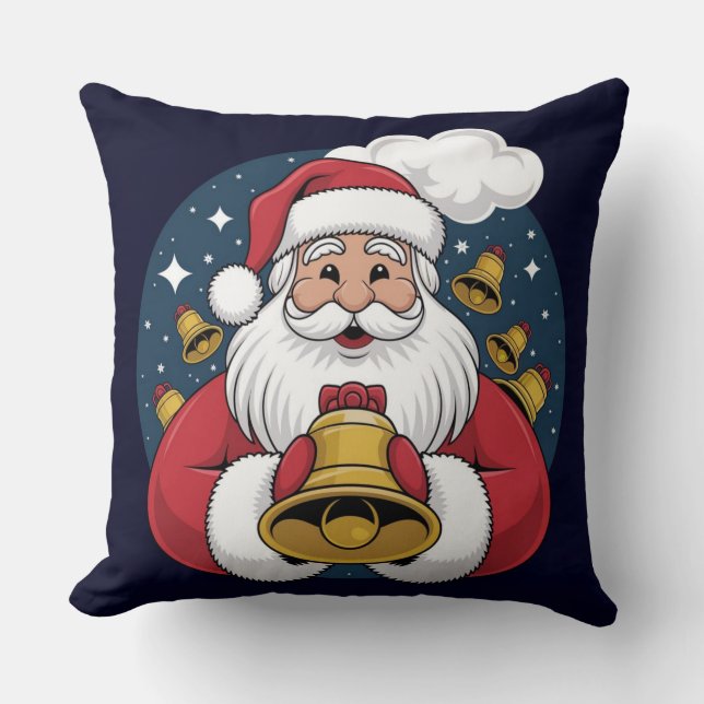 Santa Claus con Campanas Almohada de Navidad (Anverso)