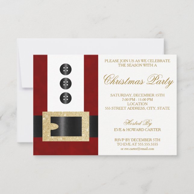 Santa Claus con correa Purpurina | Invitación de f (Anverso)