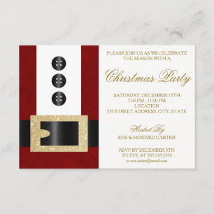 Santa Claus con correa Purpurina   Invitación de f
