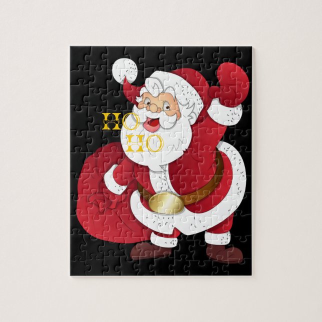 Santa Claus con el rompecabezas de los regalos. (Vertical)