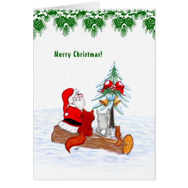 Santa Claus con Fox de Conejo y Squirrel (Frente)