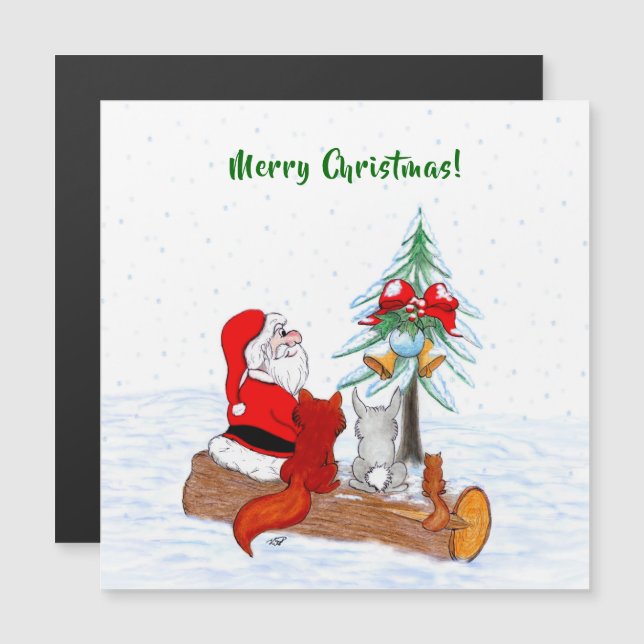 Santa Claus con Fox de Conejo y Squirrel (Anverso/Reverso)