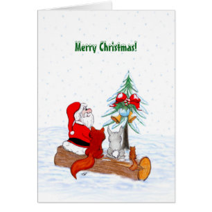 Santa Claus con Fox de Conejo y Squirrel