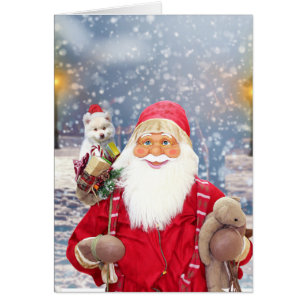 Santa Claus con Navidades regalos del perro esquim