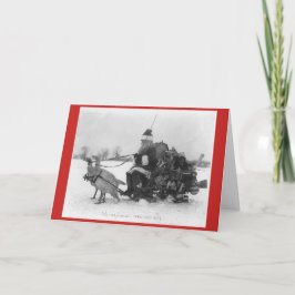 Santa Claus con tarjetas de pavos dibujadas con tr