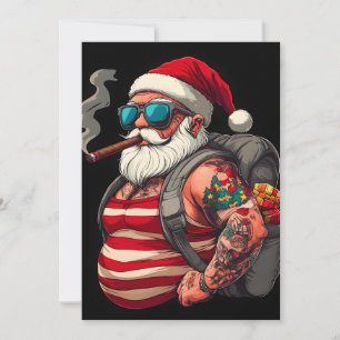 Santa Claus de Navidad con tatuajes rebeldes en la