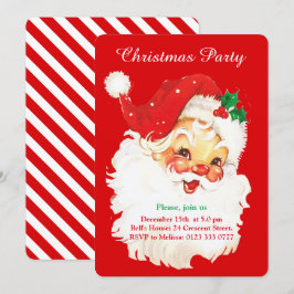 Santa Claus de Navidad en Invitación de Fiesta Roj