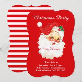 Santa Claus de Navidad en Invitación de Fiesta Roj