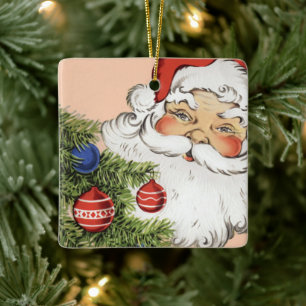 Santa Claus de Navidad vintage con adornos de árbo