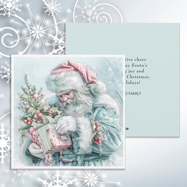 Santa Claus de Navidad Vintage Pastel (Vintage Santa Claus Christmas greeting card)