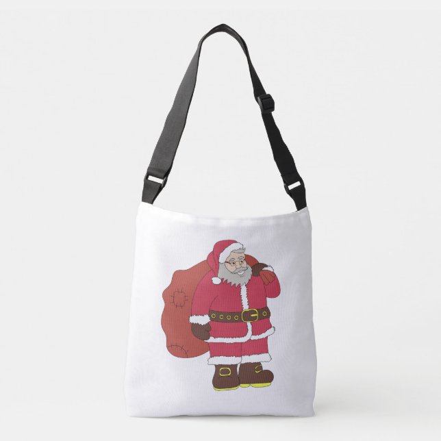 Santa Claus de rojo con bolsa de regalo y anteojos (Anverso)