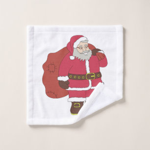 Santa Claus de rojo con bolsa de regalo y anteojos