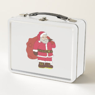 Santa Claus de rojo con bolsa de regalo y anteojos
