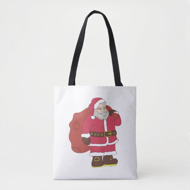 Santa Claus de rojo con bolsa de regalo y anteojos (Anverso)