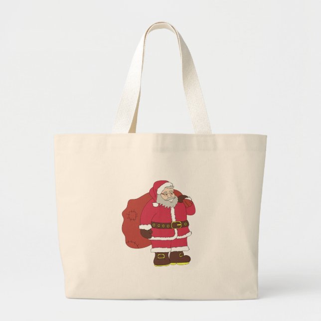 Santa Claus de rojo con bolsa de regalo y anteojos (Frente)