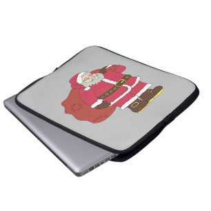 Santa Claus de rojo con bolsa de regalo y anteojos