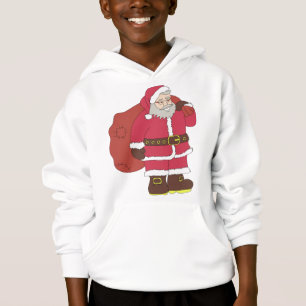 Santa Claus de rojo con bolsa de regalo y anteojos
