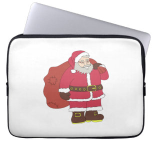 Santa Claus de rojo con bolsa de regalo y anteojos